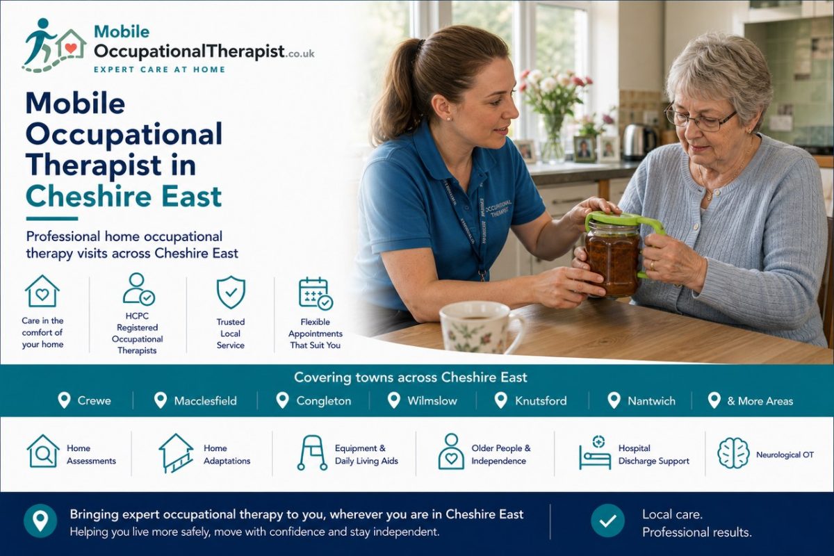 Mobile occupational therapist providing home occupational therapy visits across Cheshire East