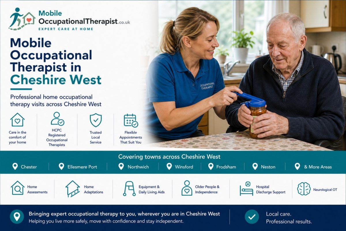 Mobile occupational therapist providing home occupational therapy visits across Cheshire West