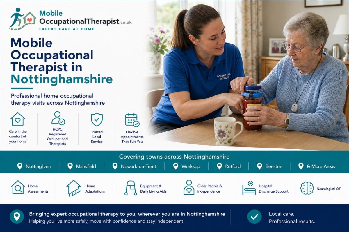 Mobile occupational therapist providing home occupational therapy visits across Nottinghamshire