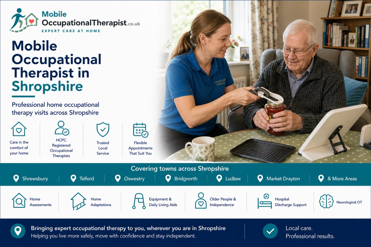 Mobile occupational therapist providing home occupational therapy visits across Shropshire
