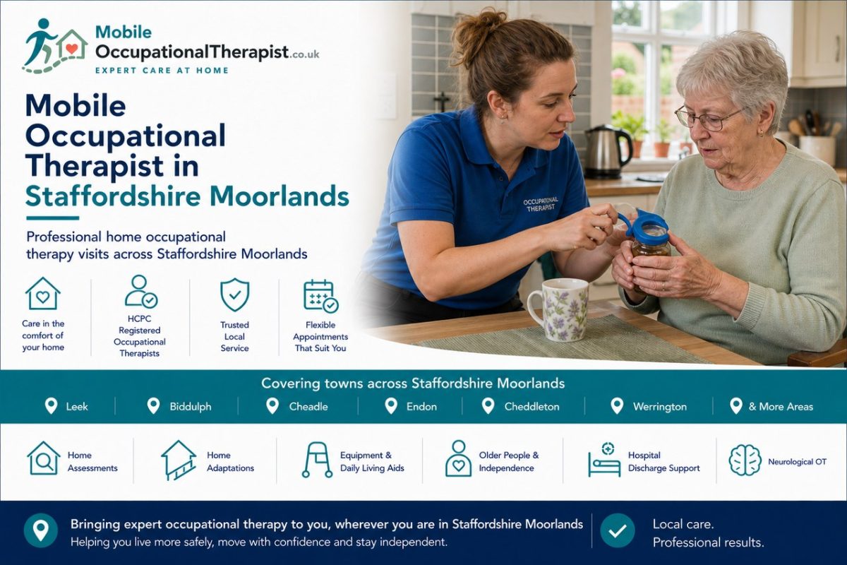 Mobile occupational therapist providing home occupational therapy visits across Staffordshire Moorlands