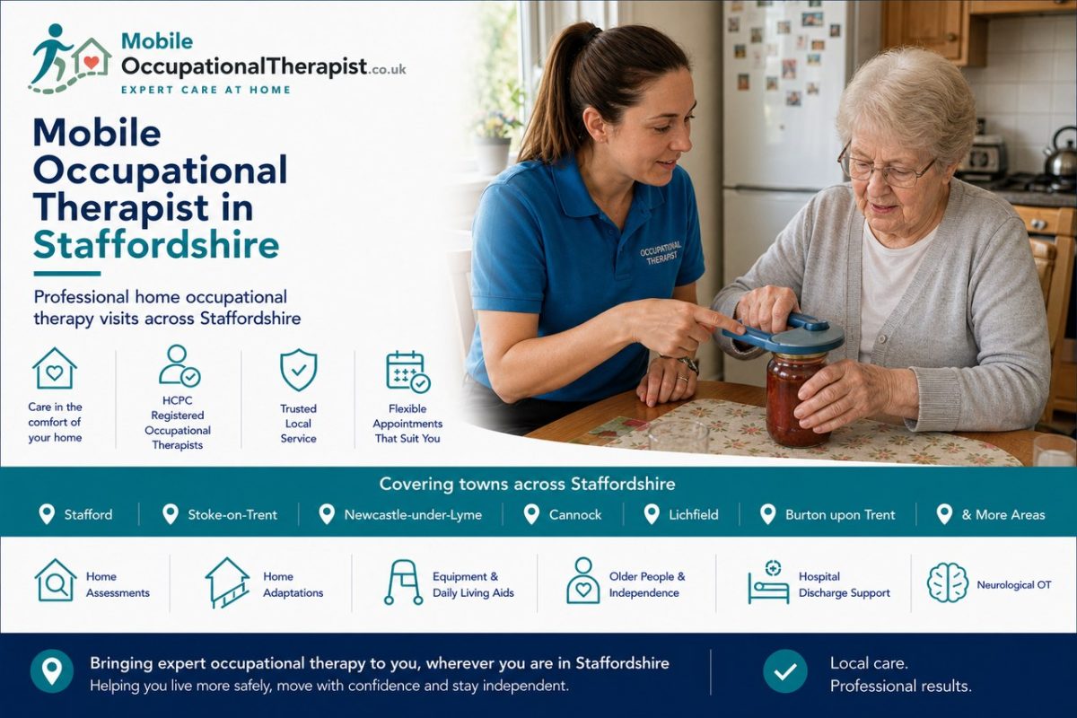 Mobile occupational therapist providing home occupational therapy visits across Staffordshire