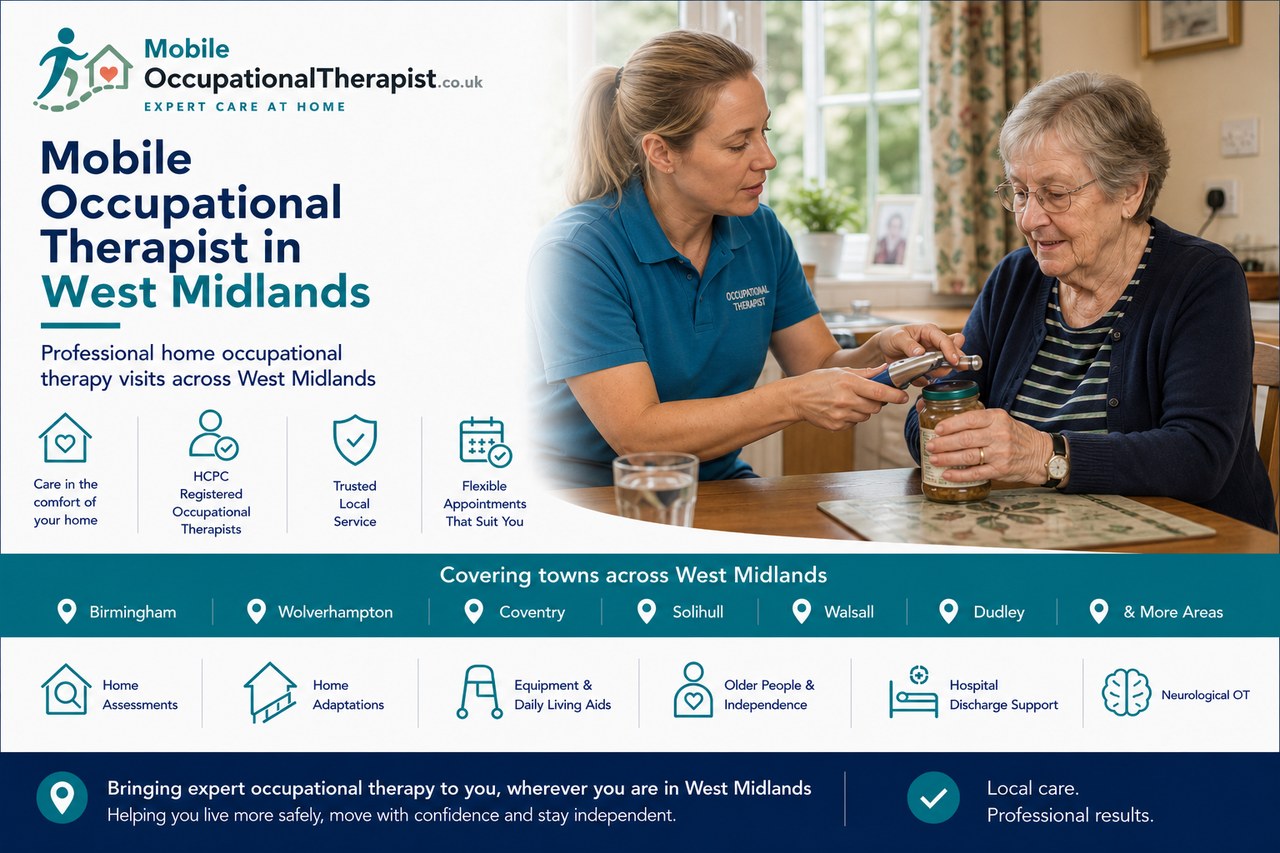 Mobile occupational therapist providing home occupational therapy visits across West Midlands